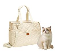 Pet Carrying Bag, Cat Dog Carrier Bag, Travel Shoulder Bag, Portable Puppy Travel Carriers, Removable Pet Mat for Traveling, Shopping, outside Activities,Beige,S