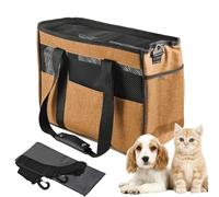 Pet Carrying Bag, Small Sling Carrier, Multi-Pocket Breathable Design with Flexible Travel Support, Pet Transport Bags for Holiday, Road Trip, Picnic, Camping, Grey Purple and Orange Coloured