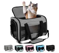 Pet Carrying Case - Dog and Cat Carrier Soft-Sided Bag, Airline Approved for Travel Up to 15 Lbs, Collapsible for Medium and Small Pets (Grey&Black, 17 * 11 * 11)