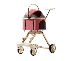 Pet cart - Comfortable and Durable, it is the Ideal Choice for Travel. -Pet Travel Essential(British Red)