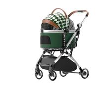 Pet cart Detachable Pet Stroller Aluminium Alloy Dog Trolley Corgi Teddy Cat Cart Load Dog Strollers Small Dogs (Color : Green Plaid)