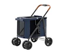 Pet cart Multiple Pet Strollers Large Dog Trolley Cart Folded Large Space Trolley Case with Wheel Bearing 30kg (Color : Blue, Size : LD07-M)