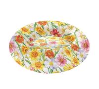 Pet Cat Beds Warm & Cozy Fluffy Orthopedic Dog Bed for Small Size Pets Sleeping M Flowers Daffodils Calendula Peonies White