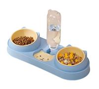 Pet Cat Bowl Automatic Feeder Dog Food Bowl With Water Fountain Double Bowl Drinking Raised Stand Dish Bowls For Cats(Blue)