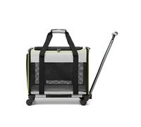 Pet Cat Carrier with Wheels, Rolling Cat Carrier, Portable and Foldable Dog Cat Crate for Large Cat, Ideal for Travel, Walking and Camping(Grey)