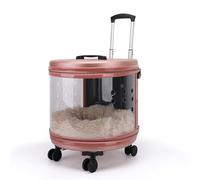 Pet Cat Compartment Pet Trolley Case Transparent Cat Bag Multifunctional Cat Space Capsule Dog Outdoor Trolley Case (Pink)