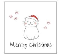 Pet Cat Cute Christmas Xmas Festive Santa Greeting Card Gift from the Cat for Her Him Friends Cute Sister Brother Mummy Mum Dad Daddy Bestie 14x14 cm