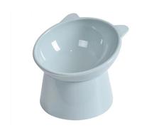 Pet Cat Dog Bowl High Foot Dog Bowl 45° Neck Protector Cat Pet Food Water Bowl Anti-Overturning Binaural Pet Feeding Bowl(Blue)