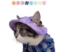 Pet Cat/Dog Bucket Hat Cool Costume - Practical Stylish Dress Up Clothing Accessories for Festival Party Outdoor Activities (Purple, Small)