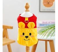 Pet Cat Dog Clothes Spring/Summer Thin Cartoon Bear Tank Top Hat Set Wholesale (Cartoon Flower Bud Vest - red and Yellow Bear, Medium)