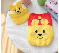 Pet Cat Dog Clothes Spring/Summer Thin Cartoon Bear Tank Top Hat Set Wholesale (Sun hat - Red and Yellow Bear, Medium)