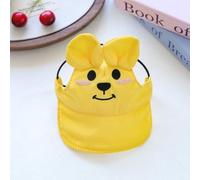 Pet Cat Dog Clothes Spring/Summer Thin Cartoon Bear Tank Top Hat Set Wholesale (Sun hat - Red and Yellow Bear, Small)