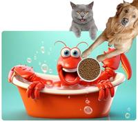 Pet Cat Dog Food Mat for Water Bowl Placemat for Sloppy Drinkers A Cute Lobster Taking a Bath a Bathtub Against a Solid Color Absorbent Rubber Back Feeding Mat for Floor Indoor 20x31in