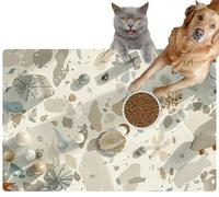 Pet Cat Dog Food Mat for Water Bowl Placemat for Sloppy Drinkers A Light Gray terrazzo Christmas Decorations Scattered Around Absorbent Rubber Back Feeding Mat for Floor Indoor 20x31in