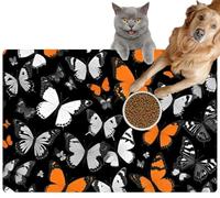 Pet Cat Dog Food Mat for Water Bowl Placemat for Sloppy Drinkers A Striking Featuring a Variety Butterflies Vibrant Colors Against Absorbent Rubber Back Feeding Mat for Floor Indoor 24x36in