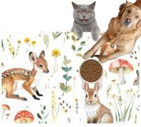 Pet Cat Dog Food Mat for Water Bowl Placemat for Sloppy Drinkers A Watercolor Forest Woodland Animals a Baby Absorbent Rubber Back Feeding Mat for Floor Indoor 24x36in