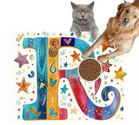 Pet Cat Dog Food Mat for Water Bowl Placemat for Sloppy Drinkers A Whimsical Featuring The Letter R Surrounded Playful Like Stars Heart Absorbent Rubber Back Feeding Mat for Floor Indoor 20x31in