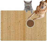 Pet Cat Dog Food Mat for Water Bowl Placemat for Sloppy Drinkers a Wooden Cross Laminated Timber Wall Absorbent Rubber Back Feeding Mat for Floor Indoor 24x36in