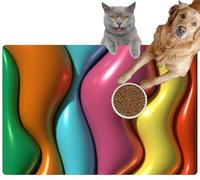 Pet Cat Dog Food Mat for Water Bowl Placemat for Sloppy Drinkers Abstract Smooth Wavy Lines a Glossy Effect Sense Three dimensionality Absorbent Rubber Back Feeding Mat for Floor Indoor 20x31in