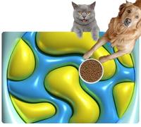 Pet Cat Dog Food Mat for Water Bowl Placemat for Sloppy Drinkers Abstract Smooth Wavy Shapes a Glossy Effect Sense Three dimensionality Absorbent Rubber Back Feeding Mat for Floor Indoor 20x31in