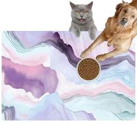 Pet Cat Dog Food Mat for Water Bowl Placemat for Sloppy Drinkers Abstract Watercolor generative Absorbent Rubber Back Feeding Mat for Floor Indoor 20x31in