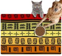 Pet Cat Dog Food Mat for Water Bowl Placemat for Sloppy Drinkers African Hand Drown Ethnic Tribal Absorbent Rubber Back Feeding Mat for Floor Indoor 24x36in