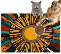 Pet Cat Dog Food Mat for Water Bowl Placemat for Sloppy Drinkers African Sunburst Motifs Radiating Energy symbolize The Life Giving Absorbent Rubber Back Feeding Mat for Floor Indoor 20x31in