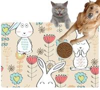 Pet Cat Dog Food Mat for Water Bowl Placemat for Sloppy Drinkers Animal Art Baby Human Age Baby Girls Baby Rabbit Absorbent Rubber Back Feeding Mat for Floor Indoor 24x36in
