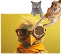 Pet Cat Dog Food Mat for Water Bowl Placemat for Sloppy Drinkers Anthropomorphic Bird Dressed Human Clothing humanized Animal Human Absorbent Rubber Back Feeding Mat for Floor Indoor 24x36in