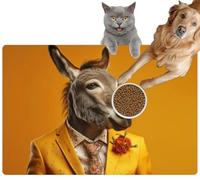 Pet Cat Dog Food Mat for Water Bowl Placemat for Sloppy Drinkers Anthropomorphic Donkey Dressed a Suit Like a Businessman Business Absorbent Rubber Back Feeding Mat for Floor Indoor 20x31in