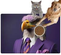 Pet Cat Dog Food Mat for Water Bowl Placemat for Sloppy Drinkers Anthropomorphic Eagle Dressed a Suit Like a Businessman Business Human Absorbent Rubber Back Feeding Mat for Floor Indoor 20x31in