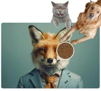 Pet Cat Dog Food Mat for Water Bowl Placemat for Sloppy Drinkers Anthropomorphic Fox Dressed a Suit Like a Businessman Business Human Absorbent Rubber Back Feeding Mat for Floor Indoor 24x36in