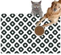 Pet Cat Dog Food Mat for Water Bowl Placemat for Sloppy Drinkers Asian as Turtle Hexagons Absorbent Rubber Back Feeding Mat for Floor Indoor 24x36in