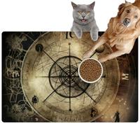 Pet Cat Dog Food Mat for Water Bowl Placemat for Sloppy Drinkers Astronomical Witchcraft Absorbent Rubber Back Feeding Mat for Floor Indoor 20x31in