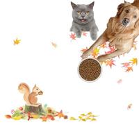 Pet Cat Dog Food Mat for Water Bowl Placemat for Sloppy Drinkers Autumn Forest Frame Watercolor a Squirrel an Acorn and Autumn lAbsorbent Rubber Back Dish Eating Feeding Mat for Floor Indoor