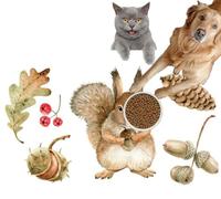 Pet Cat Dog Food Mat for Water Bowl Placemat for Sloppy Drinkers Botanical Autumn Watercolor Set Forest Animal Squirrel Plants andAbsorbent Rubber Back Dish Eating Feeding Mat for Floor Indoor