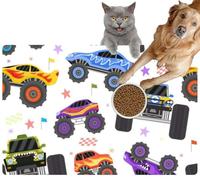 Pet Cat Dog Food Mat for Water Bowl Placemat for Sloppy Drinkers Cartoon Trucks boy Extreme Racing Heavy Cars Big Tires Toys Absorbent Rubber Back Feeding Mat for Floor Indoor 20x31in