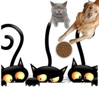 Pet Cat Dog Food Mat for Water Bowl Placemat for Sloppy Drinkers Cats Three Cute and Playful Cartoon Characters Hiding Behind a Panel Absorbent Rubber Back Feeding Mat for Floor Indoor 20x31in