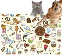 Pet Cat Dog Food Mat for Water Bowl Placemat for Sloppy Drinkers Chocolate and Candy Big Set Hand Drawn Valentine`s Day Absorbent Rubber Back Feeding Mat for Floor Indoor 20x31in