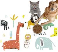 Pet Cat Dog Food Mat for Water Bowl Placemat for Sloppy Drinkers Creative Jungle and African Animals Children s Style Set Adorable elep Absorbent Rubber Back Feeding Mat for Floor Indoor 24x36in