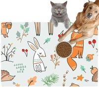 Pet Cat Dog Food Mat for Water Bowl Placemat for Sloppy Drinkers Cute Fox Deer Rabbit Hedgehog owl and a Little Absorbent Rubber Back Feeding Mat for Floor Indoor 20x31in