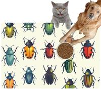 Pet Cat Dog Food Mat for Water Bowl Placemat for Sloppy Drinkers Detailed Modern Beetles a Summer Bugs Modern Insects a Absorbent Rubber Back Feeding Mat for Floor Indoor 20x31in