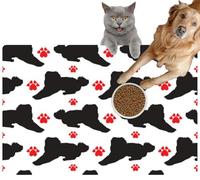 Pet Cat Dog Food Mat for Water Bowl Placemat for Sloppy Drinkers Dog Love Valentine Day Childish Absorbent Rubber Back Feeding Mat for Floor Indoor 20x31in