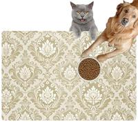 Pet Cat Dog Food Mat for Water Bowl Placemat for Sloppy Drinkers Elegant Damask Intricate Patterns a Soft Color Palette Damask Absorbent Rubber Back Feeding Mat for Floor Indoor 20x31in