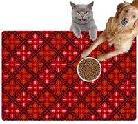 Pet Cat Dog Food Mat for Water Bowl Placemat for Sloppy Drinkers Embroidered Cross Stitch Palestinian National Ornament Absorbent Rubber Back Feeding Mat for Floor Indoor 24x36in