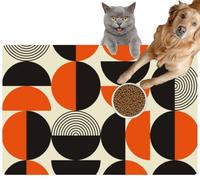 Pet Cat Dog Food Mat for Water Bowl Placemat for Sloppy Drinkers Fairy Tale Forest Glade Absorbent Rubber Back Dish Eating Feeding Mat for Floor Indoor