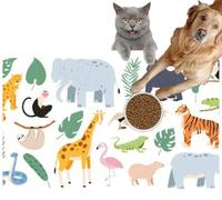 Pet Cat Dog Food Mat for Water Bowl Placemat for Sloppy Drinkers Flat Tropical Animals from African Savannah and Jungle Forest Cartoon Absorbent Rubber Back Dish Eating Feeding Mat for Floor Indoor