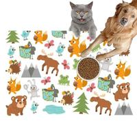 Pet Cat Dog Food Mat for Water Bowl Placemat for Sloppy Drinkers Forest I spy Game Kids Searching and Counting Activity Preschool Child Absorbent Rubber Back Feeding Mat for Floor Indoor 24x36in