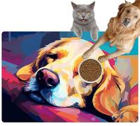 Pet Cat Dog Food Mat for Water Bowl Placemat for Sloppy Drinkers Generative WPAP Style Abstract Dog Absorbent Rubber Back Feeding Mat for Floor Indoor 20x31in