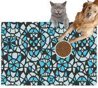Pet Cat Dog Food Mat for Water Bowl Placemat for Sloppy Drinkers Geometric Abstract lace Kaleidoscope Grid Stained glassAbsorbent Rubber Back Dish Eating Feeding Mat for Floor Indoor